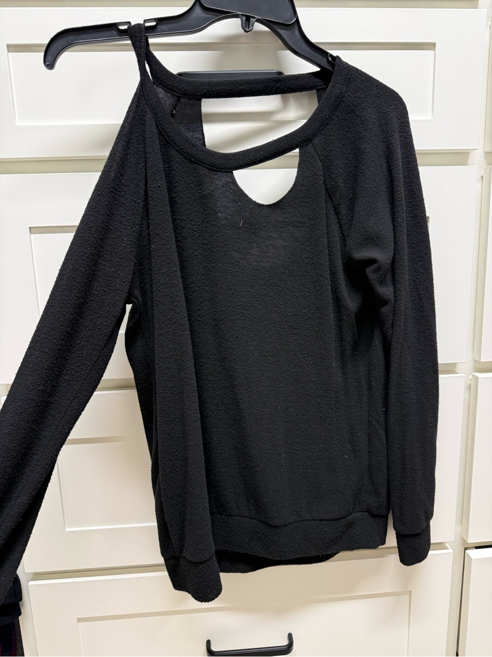 Chaser Black Crewneck Sweater with Front Keyhole